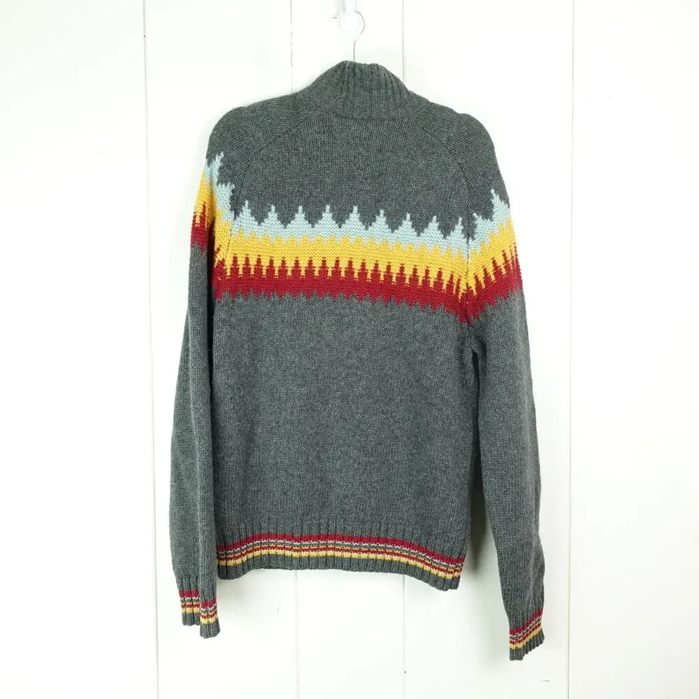 VTG Tommy Hilfiger‎ Cardigan Sweater Mens SZ L Wool Chunky Knit Full Zip Read